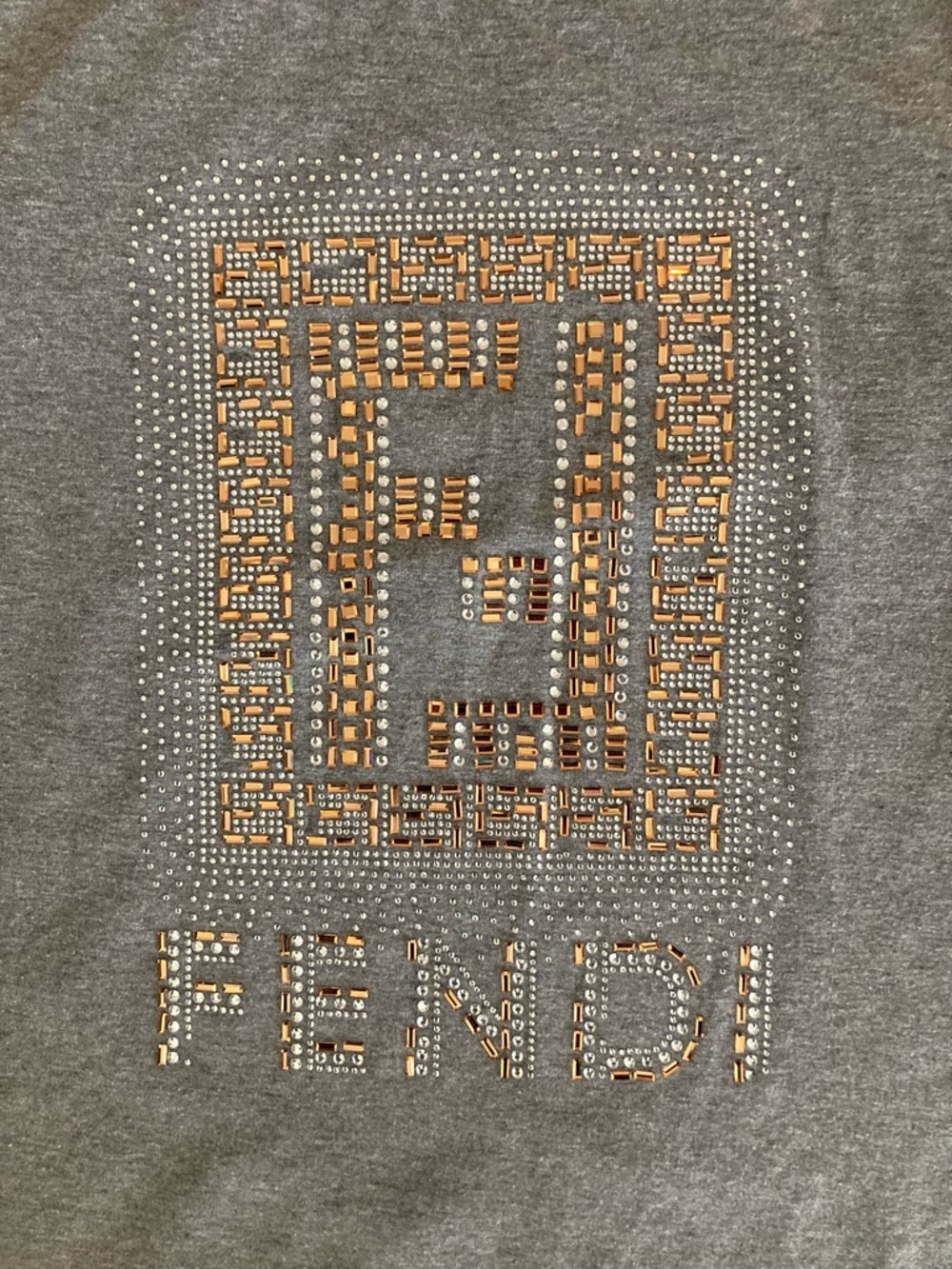 Fendi Silver-Gray Crystal Logo Tee Dress - Picture 2 of 9